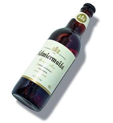 Bottle of Latvian light lager beer brewed since 1764.