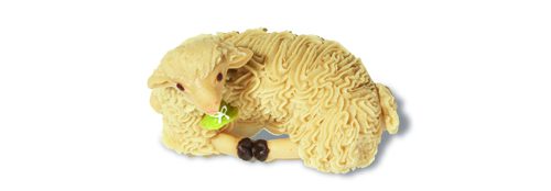 Nougat-filled marzipan lamb in decorative Easter box from southern Italy.