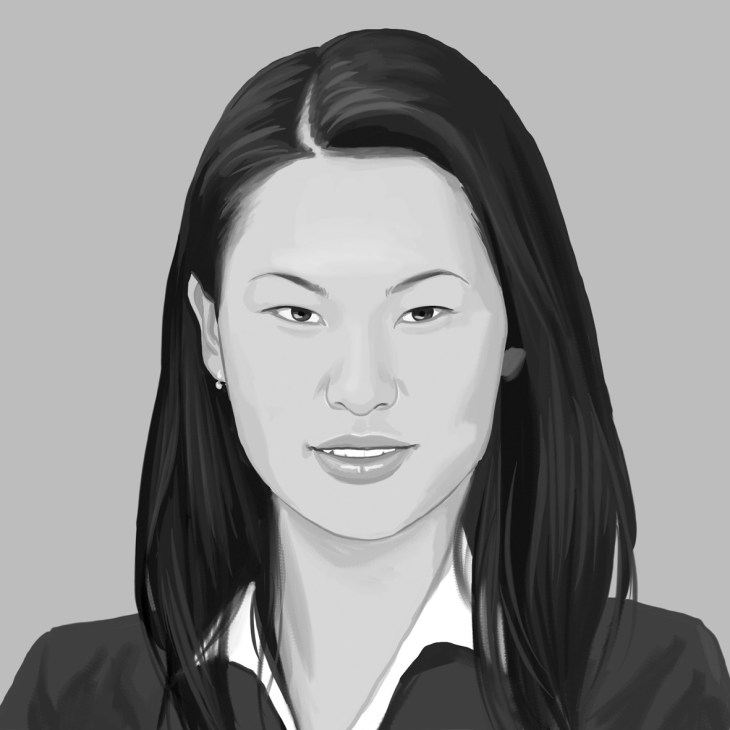 Portrait illustration of Maria Park, Korean-American political commentator proposed as White House Spokesperson.