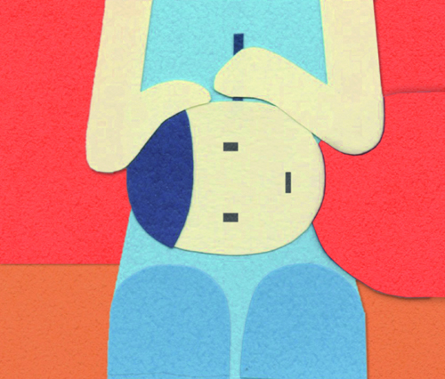 Stylized illustration of person receiving ear cleaning service