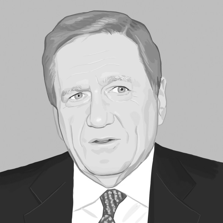 Portrait illustration of Richard Holbrooke, former UN ambassador nominated for Secretary of State.