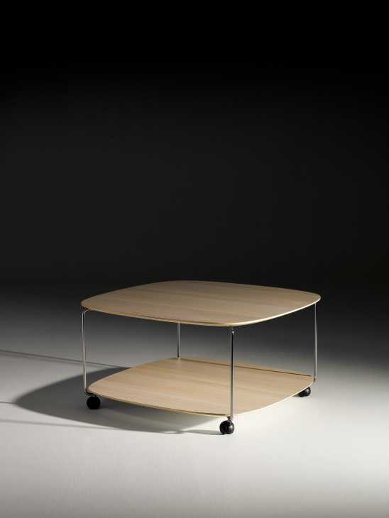 Shelf table by Claesson Koivisito Rune for Offecct with beech laminate top and metal frame on wheels.