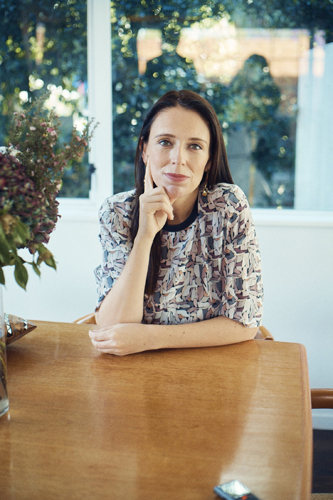 Portrait of Jacinda Ardern in a relaxed indoor setting