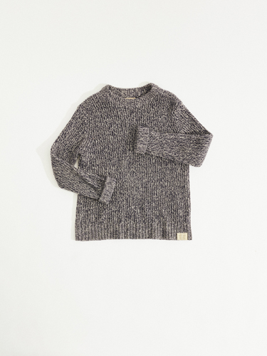 Gray knit sweater with ribbed texture displayed on white background.
