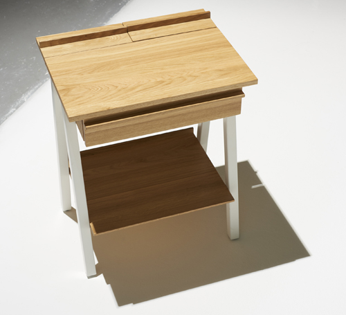 Troost bedside table by Borcas, minimalist wooden design with hidden storage