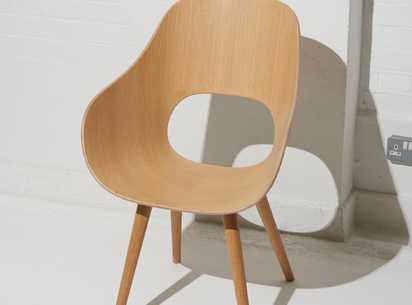 Roundish chair by Naoto Fukasawa for Maruni, made from single piece of laminated plywood