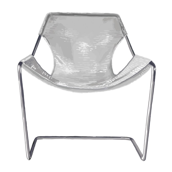 Paulo Mendes da Rocha's Paulistano chair with stainless steel mesh seat and metal frame.