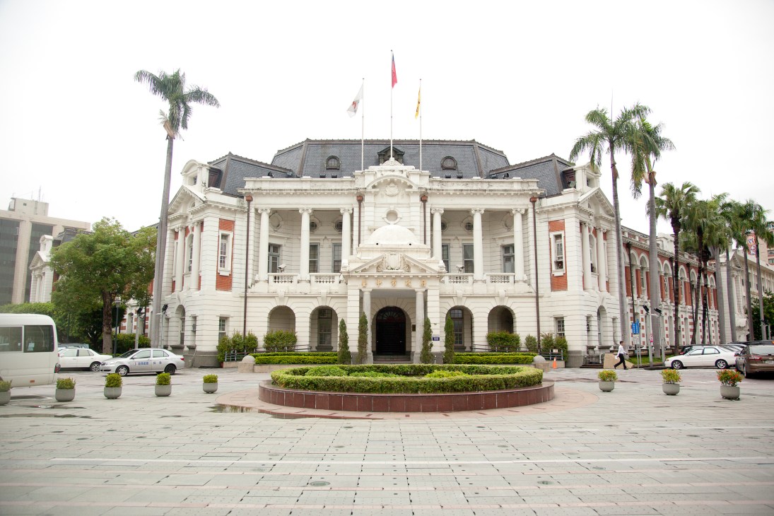 Historic white building with classical architecture and domed roof in Taichung, Taiwan.