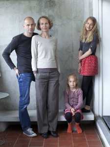 Oliver and Veronika Slappnig in their Halen home with Le Corbusier furniture