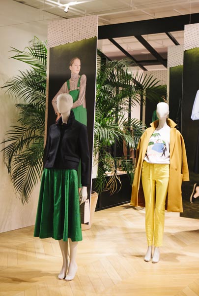 Fashion collection display at Galeries Lafayette Paris