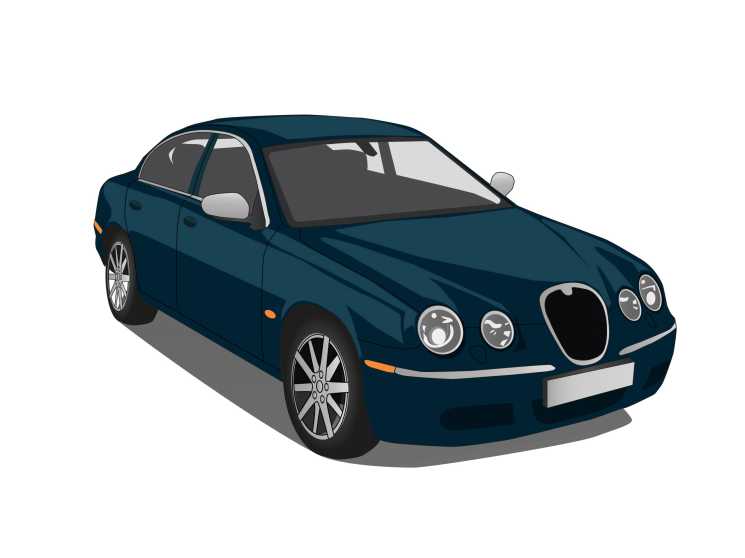 Dark blue Jaguar S-Type sedan illustration