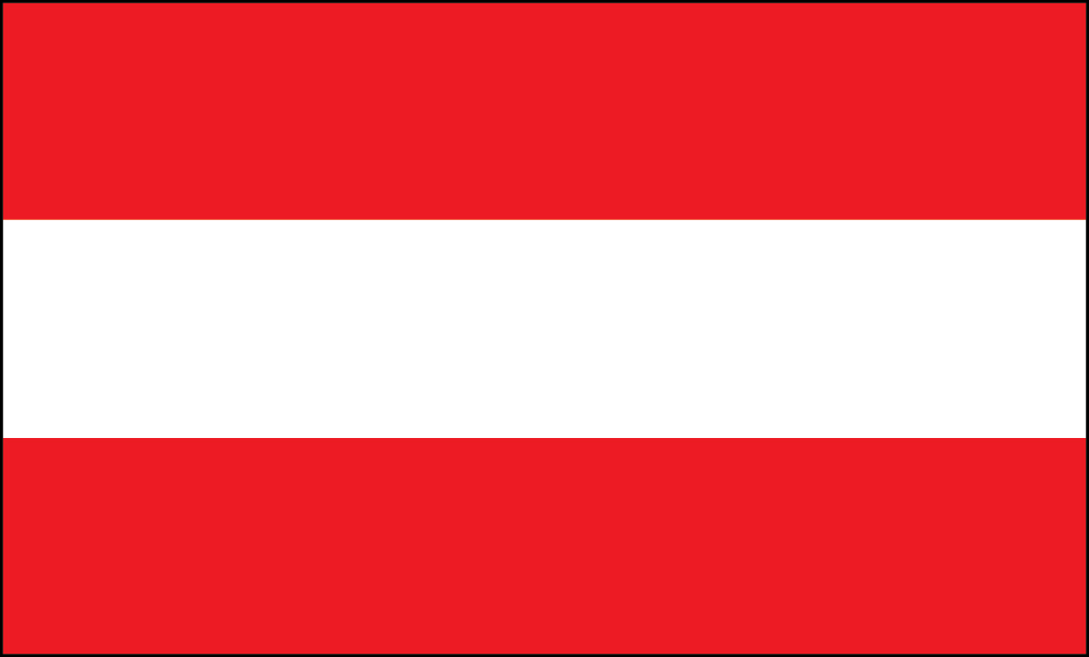 The flag of Austria with red-white-red horizontal stripes.