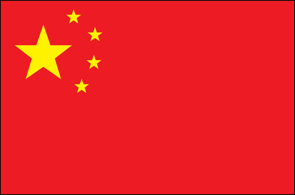 Flag of China with large yellow star and four smaller stars on red background