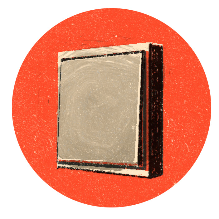 Circular Jung light switch with minimalist design against red background