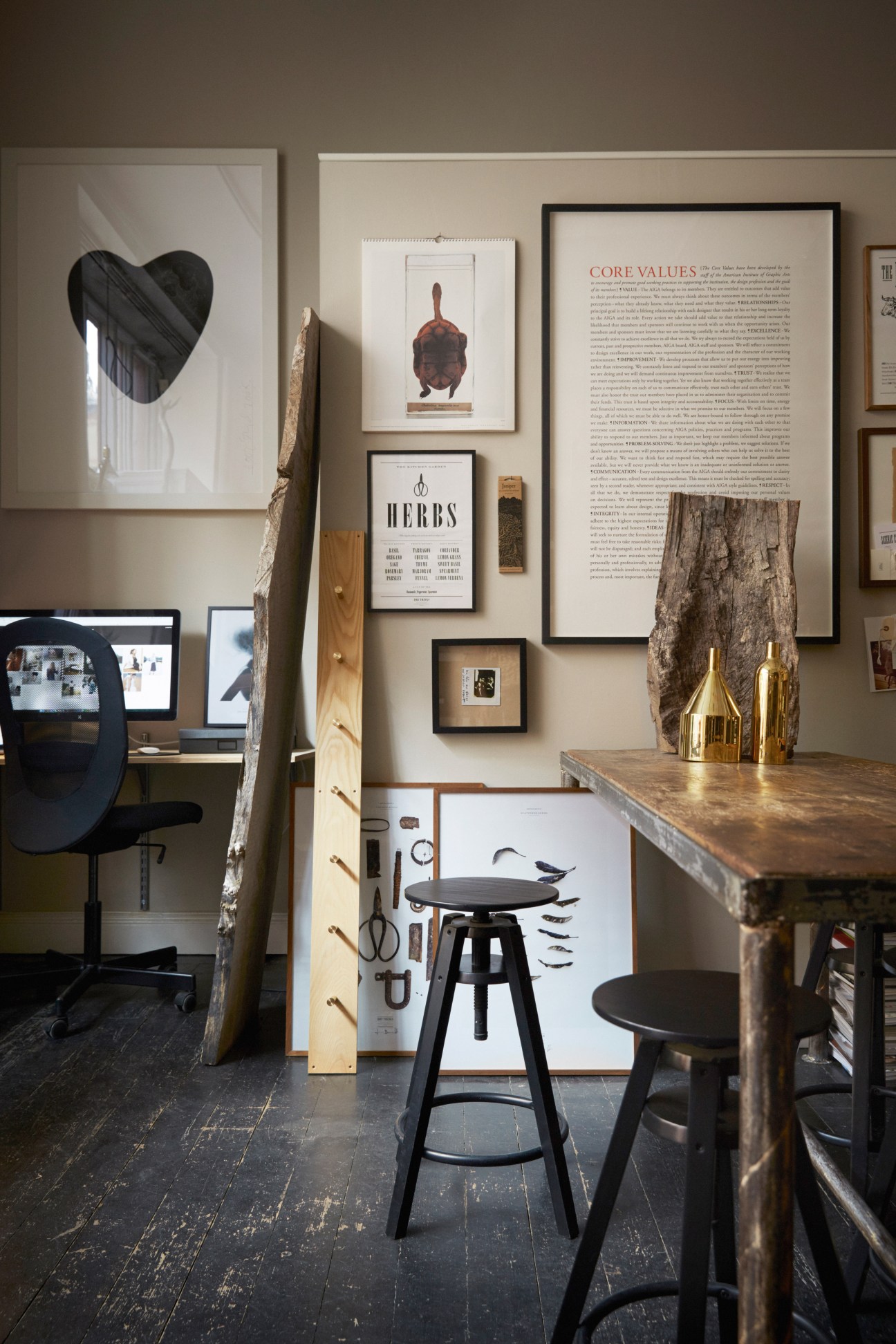 Interior of Dry Things shop in Stockholm with graphic prints, furniture and design objects