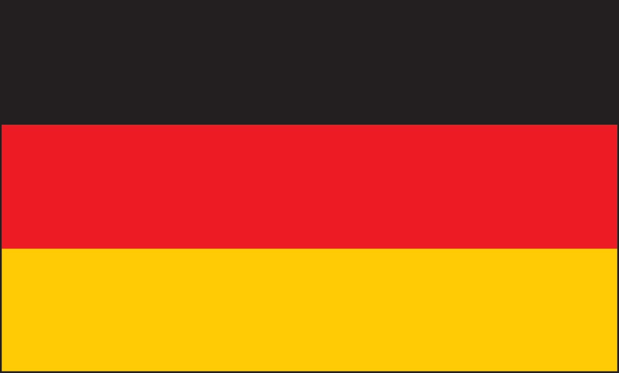 German flag with red and yellow horizontal stripes.
