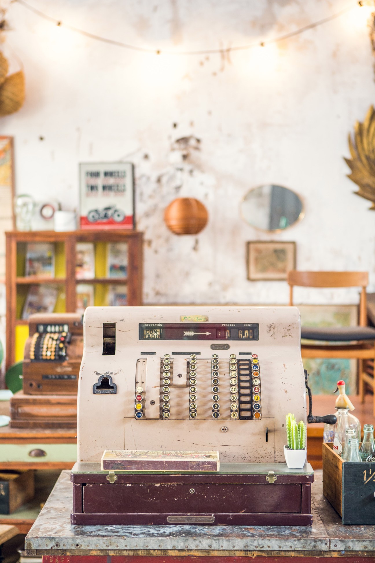 Industrial design showroom with modern furniture and lighting displays