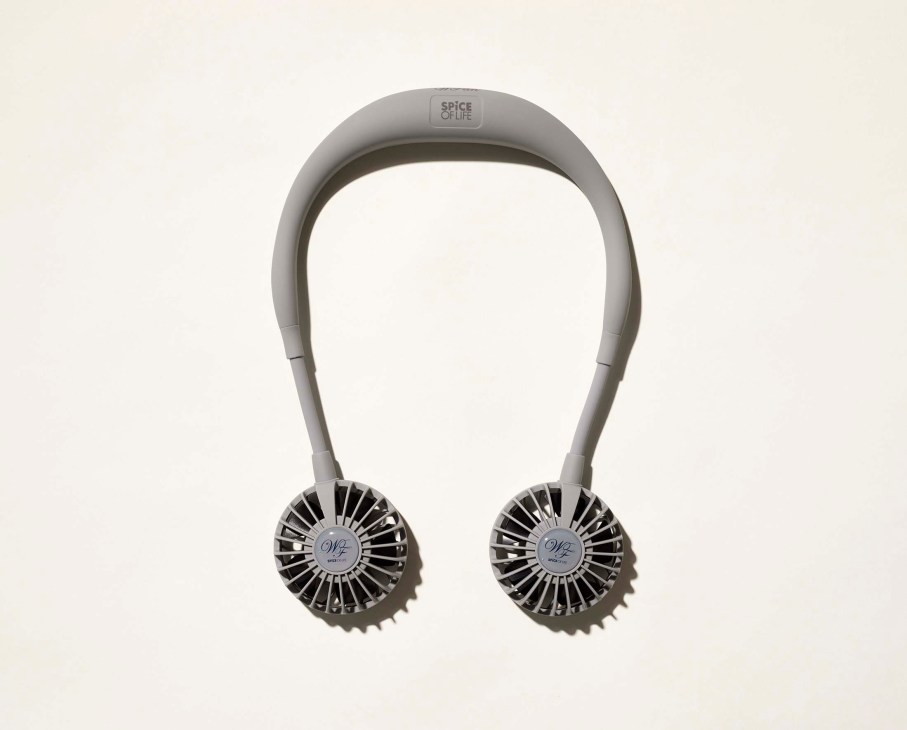 Spice of Life's WFan wearable fan with gray band and dual circular fan heads
