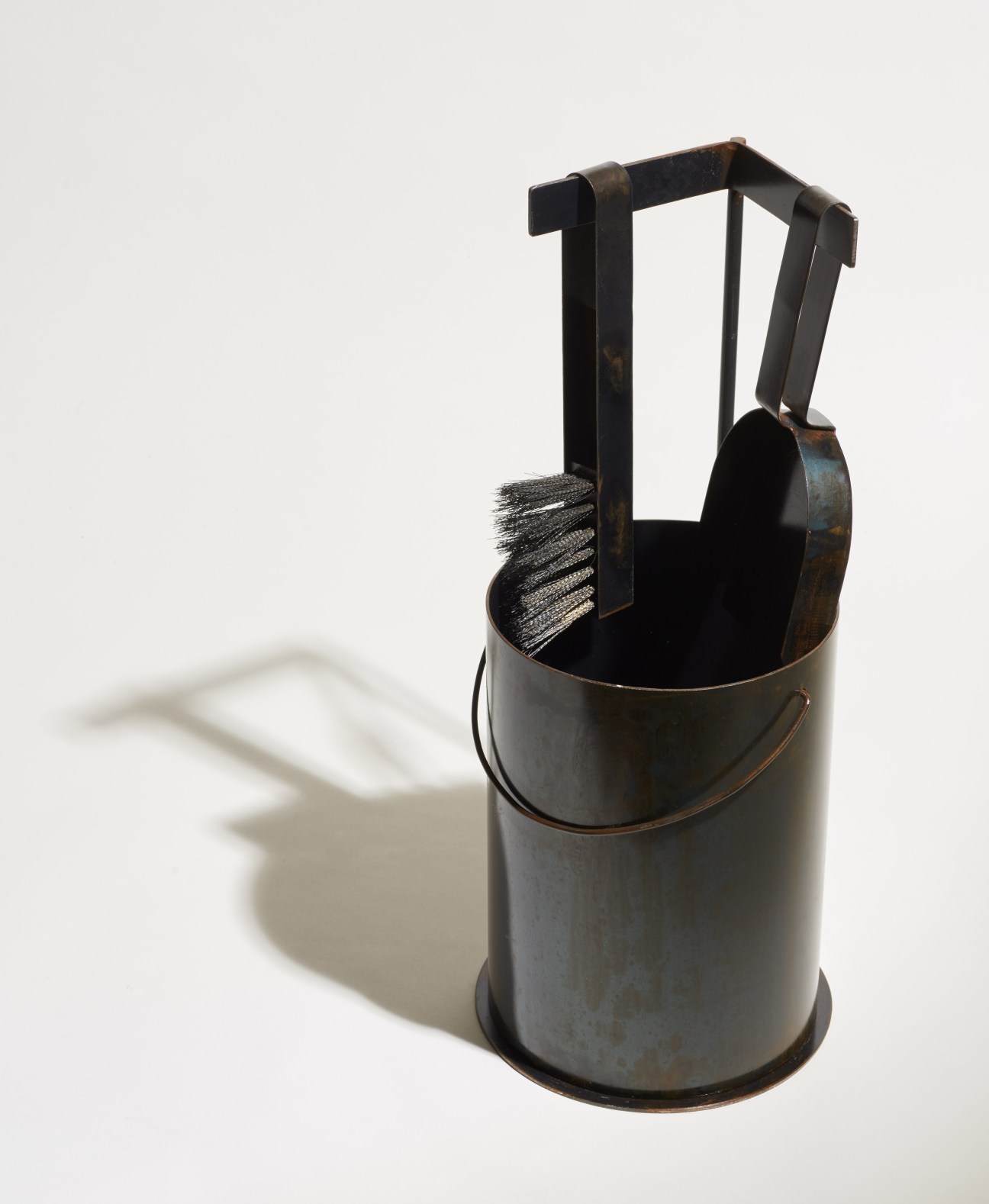 Pretziada fireplace tools set with iron shovel, brush and tongs with handles.