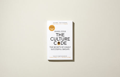 The Culture Code by Daniel Coyle book cover against a neutral background.