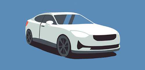 Illustration of a white Polestar 2 electric vehicle against a blue background.