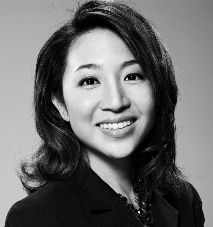 Black and white portrait photograph of Peggy Liu, co-founder of JUCCCE.