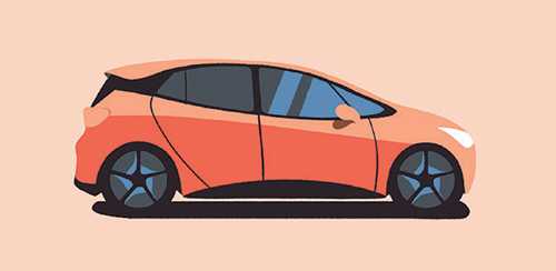 Illustration of the Seat el-Born compact electric car in coral red against a peach background.