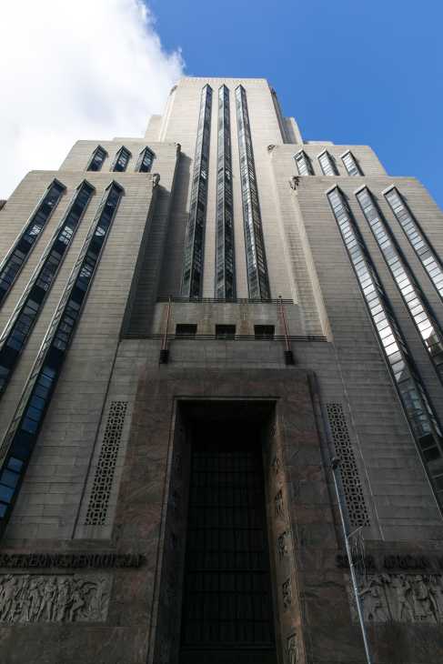 The Mutual Building, an art deco structure with stepped facade and geometric details in Cape Town.