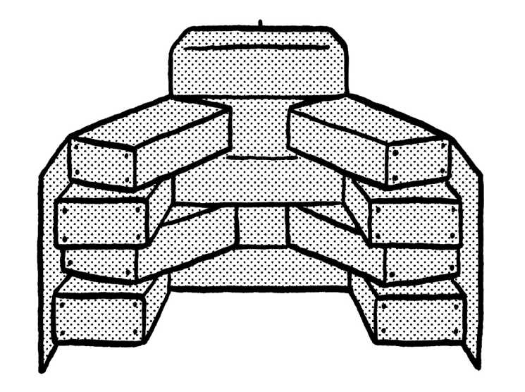 Illustration of the Kleinteilemagazin tool box by Manufactum with concertina-opening drawers and steel rivets.