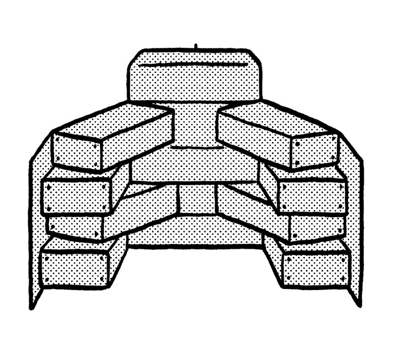 Illustration of the Kleinteilemagazin tool box by Manufactum with concertina-opening drawers and steel rivets.
