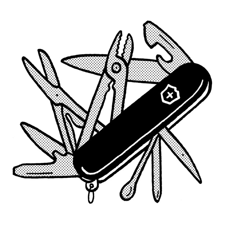 Victorinox Deluxe Tinker Damast Limited Edition 2018 multi-tool with plum-wood handle and 15 tools
