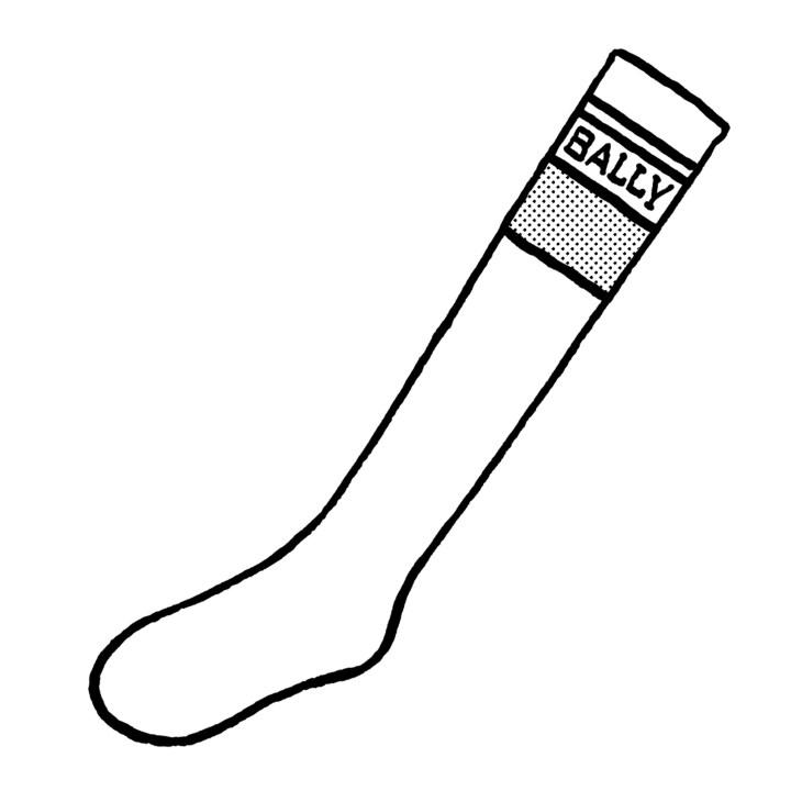 Tabio x Bally collaboration knee-high athletic socks in white with black stripes