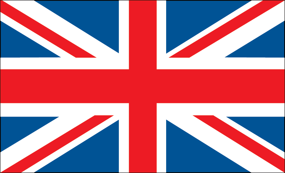 Union Jack flag with red, white and blue colors.