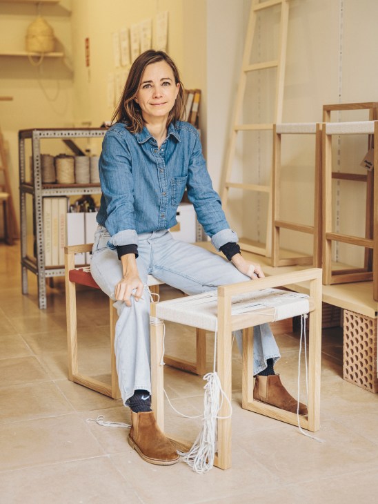 Anna Lena Kortmann working in her studio