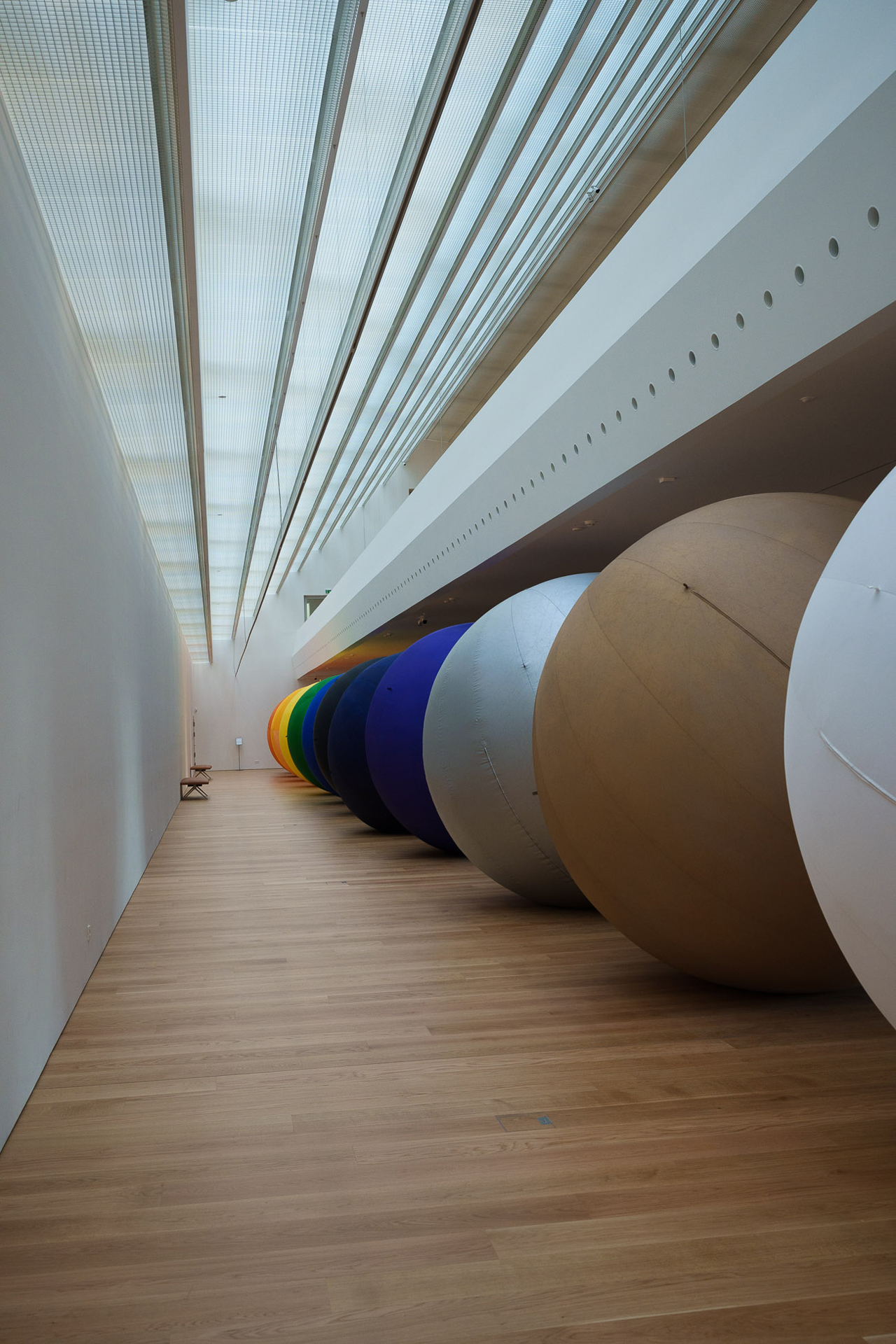 Stano Filko's colourful inflatable spheres installation at Slovak National Gallery
