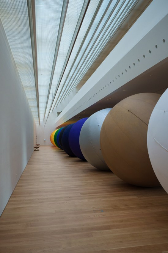 Stano Filko's colourful inflatable spheres installation at Slovak National Gallery