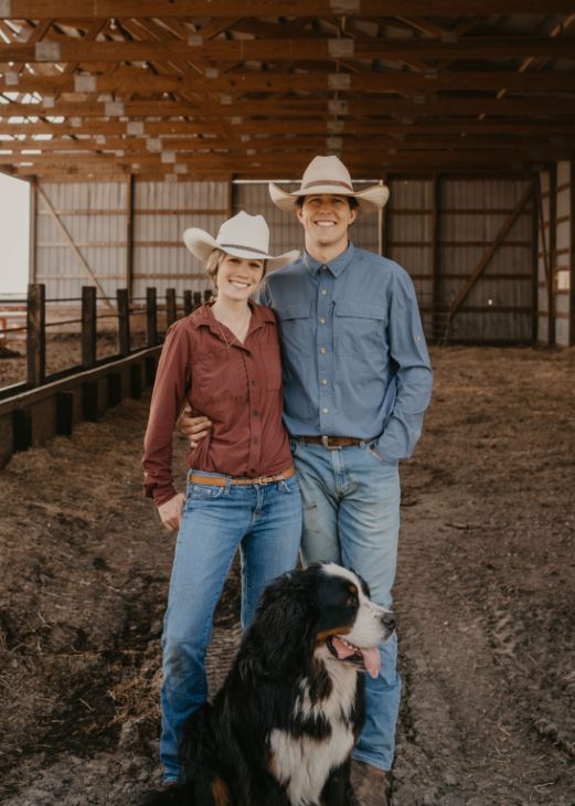 Amanda and Knute Severson, owners of Grand View Beef, at their Iowa farm