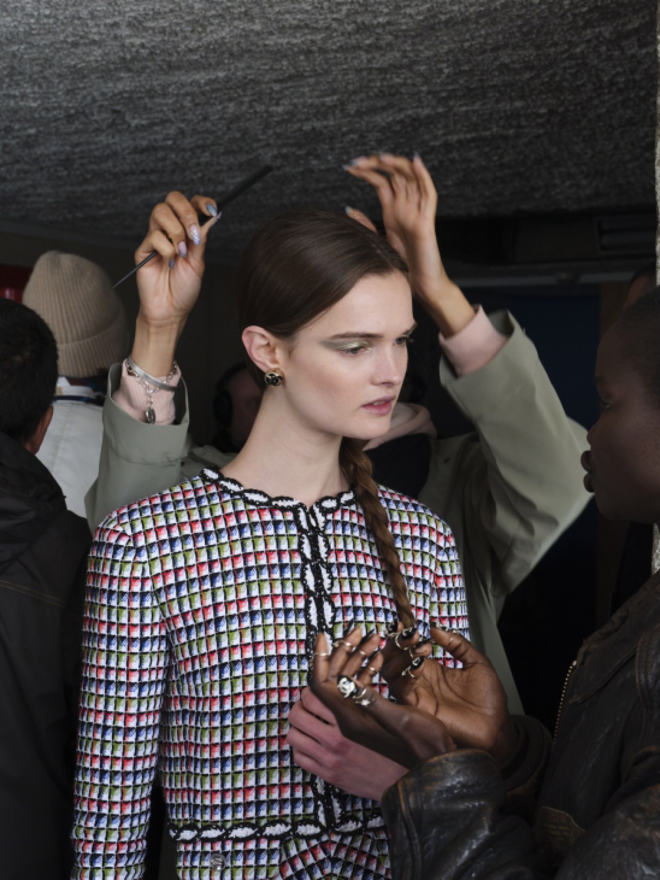 Chanel runway detail showcasing patterned ensemble