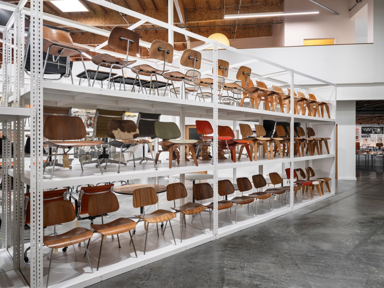 Display of Eames design objects and prototypes in the archive