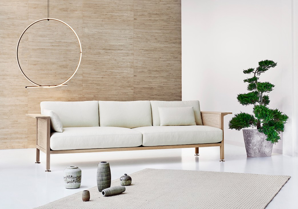 Modern neutral-toned modular sofa system with clean lines and minimalist design in contemporary interior setting