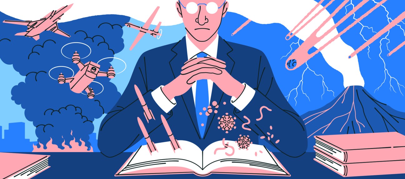 Collage showing science fiction novels and military strategy documents