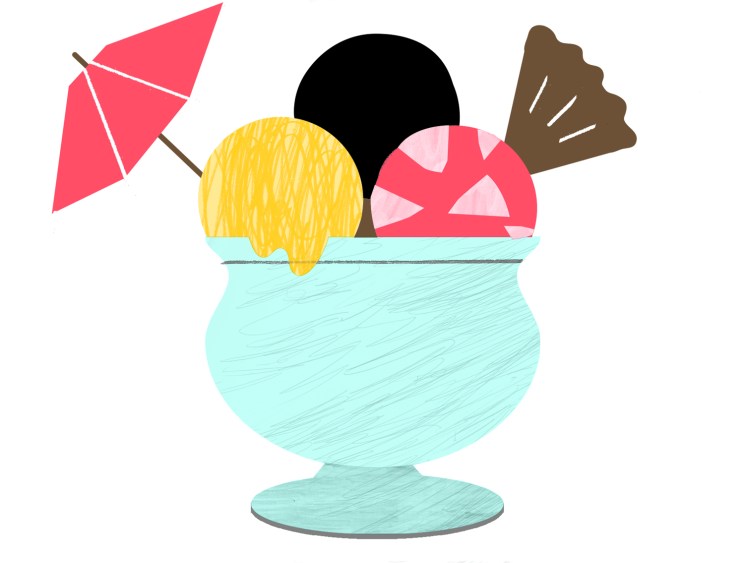 illustrated ice cream with an umbrella decoration