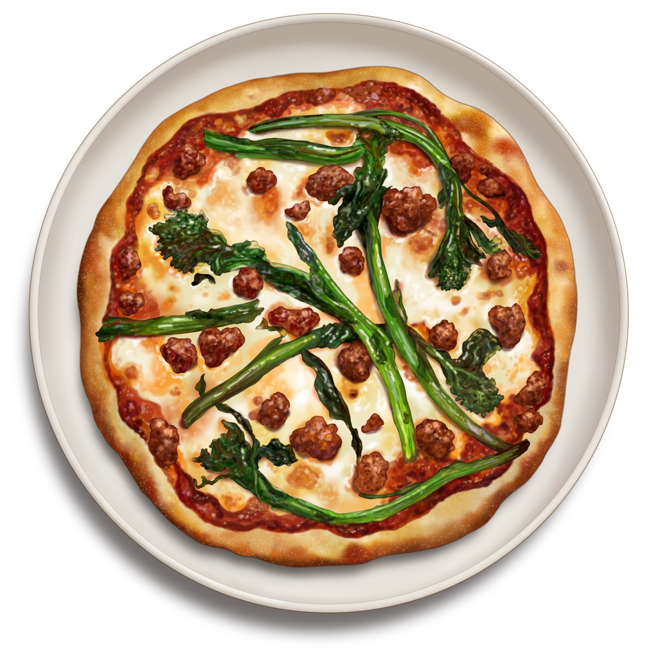 Flatbread with chorizo and broccoli