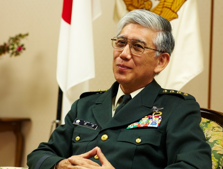 General Kimizuka talks to Monocle in his meeting room