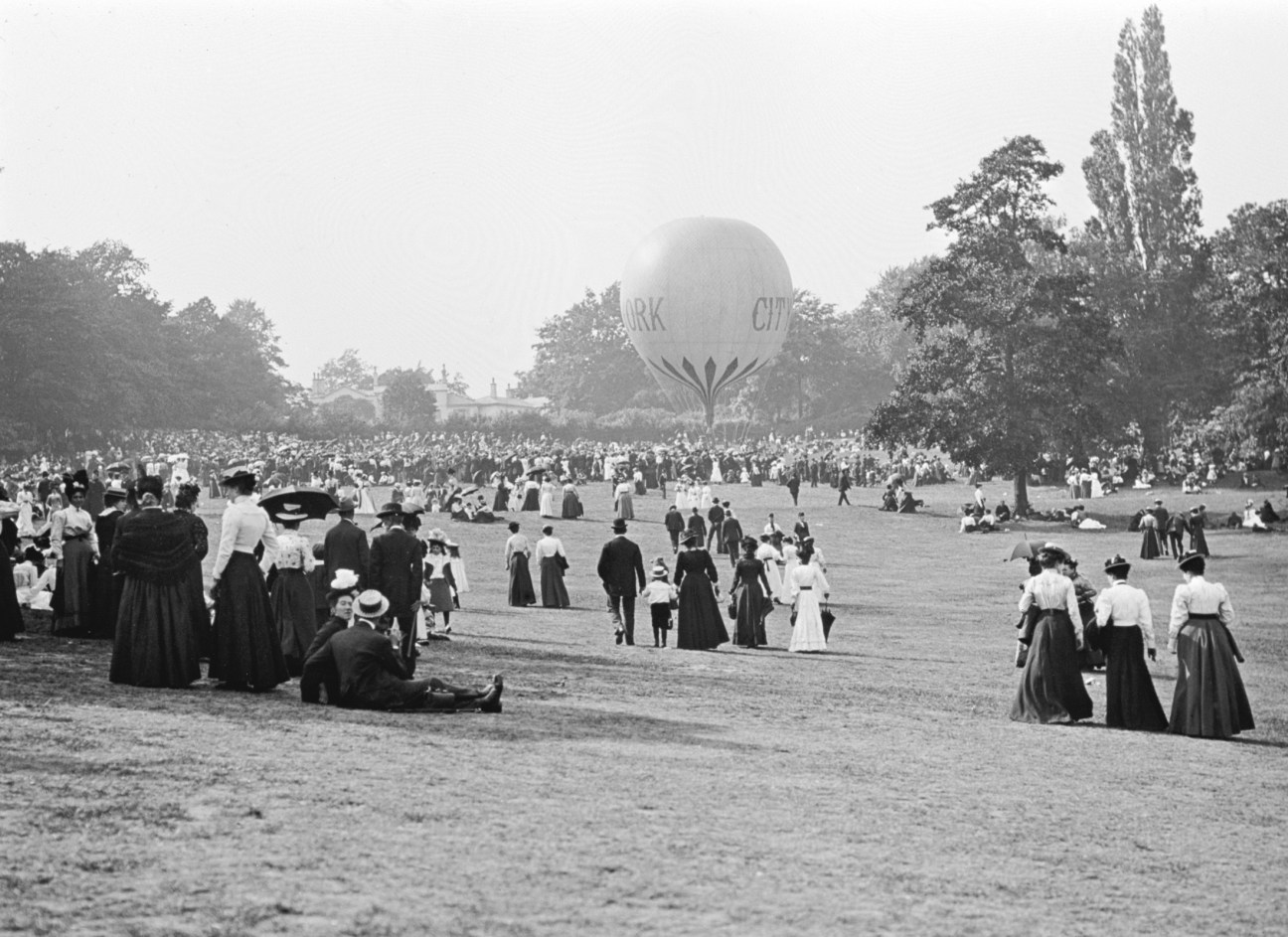 People walking in an urban park