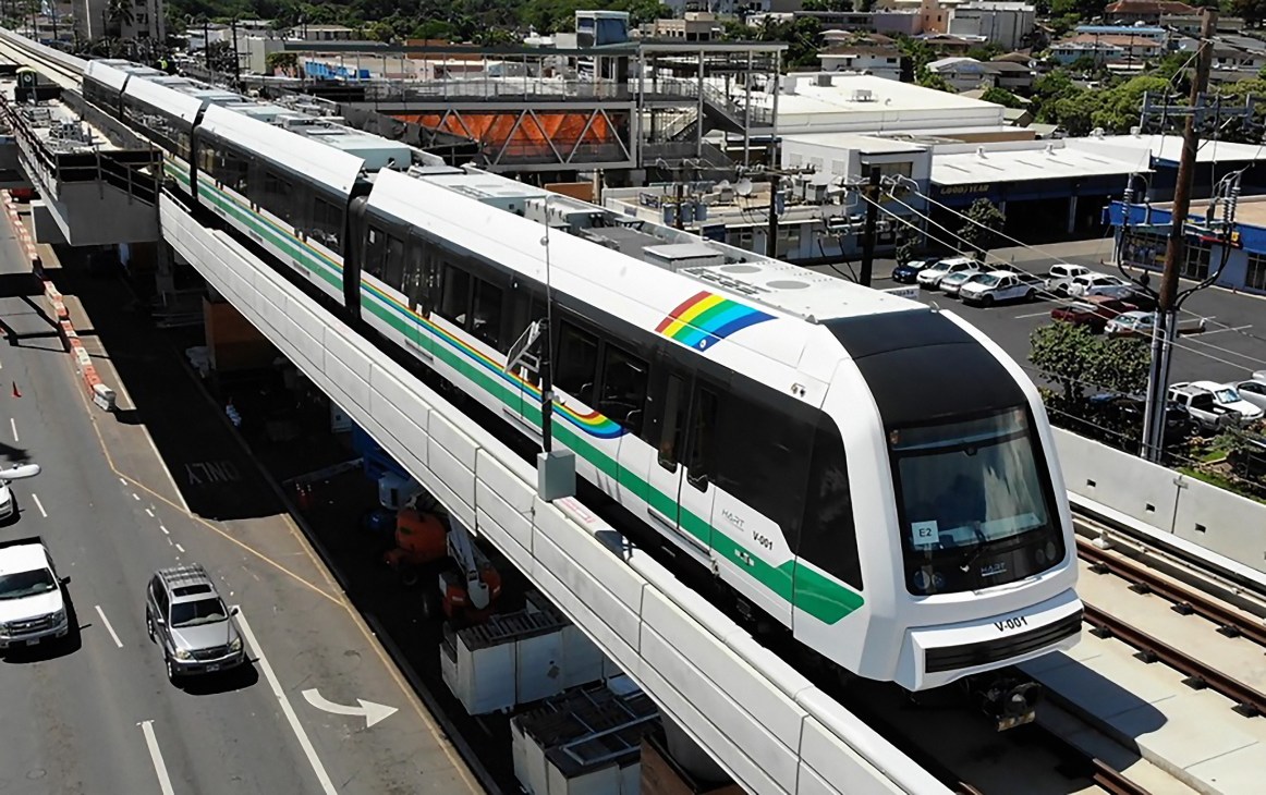 Honolulu's new elevated light-rail train system