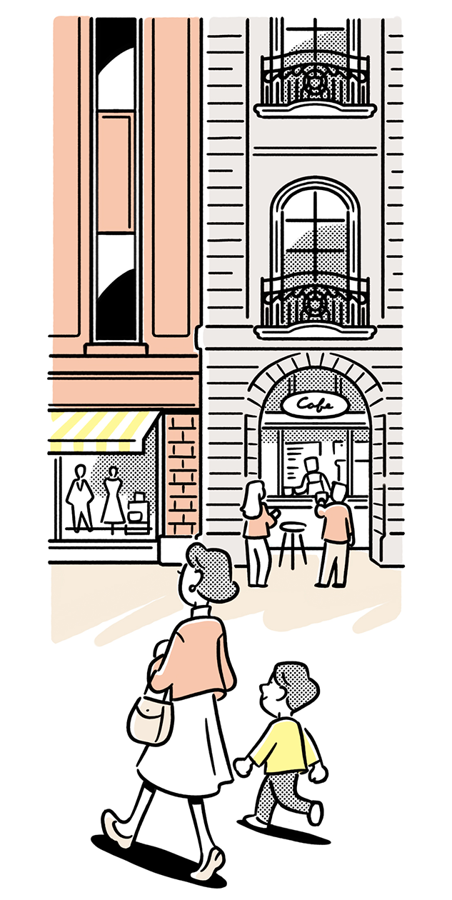 Illustration showing human scale details in architecture