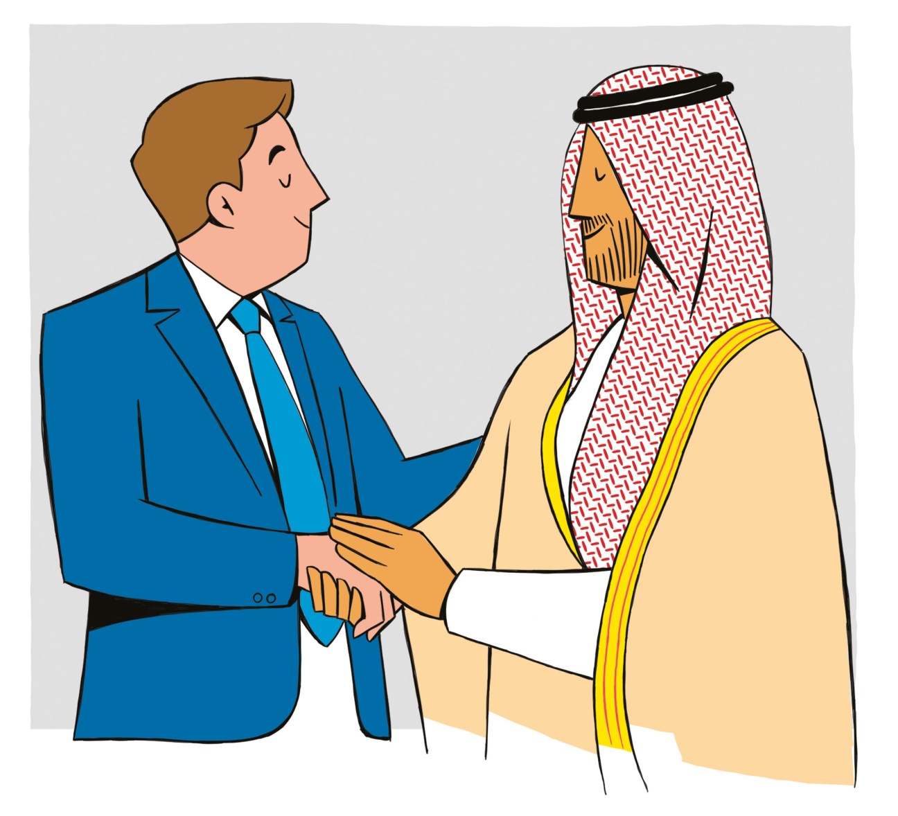 Master another language, men shaking hands