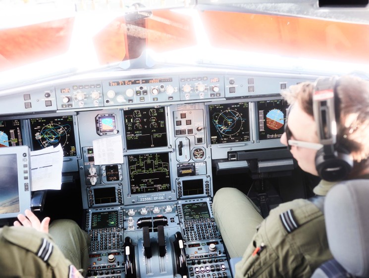 Cockpit of the RAF Voyager airtanker