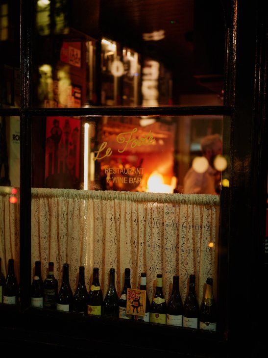 Interior dining room at Le Foote restaurant in Sydney's Rocks neighborhood showing European-inspired design
